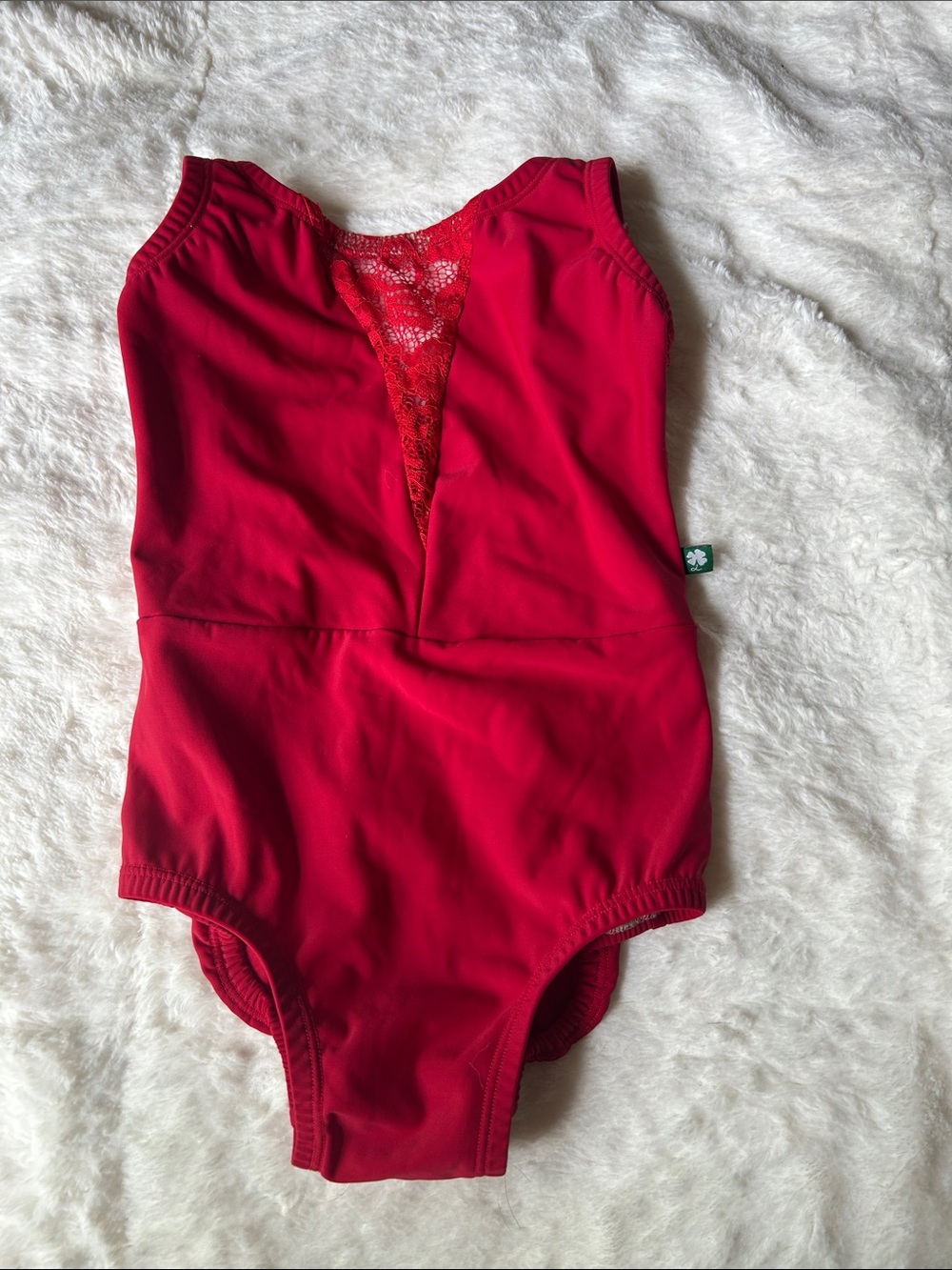 Lucky Leo's Red Lace V-Neck Bodysuit for Women - Picture 1 of 3